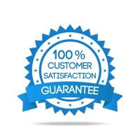 Blue customer service badge isolated